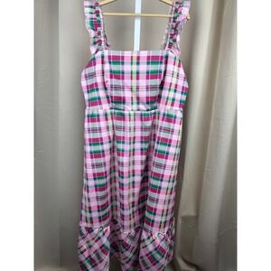 NWT Torrid Poplin Tiered Ruffle Strap Midi Dress Sz 1 (1X 14-16) Plaid